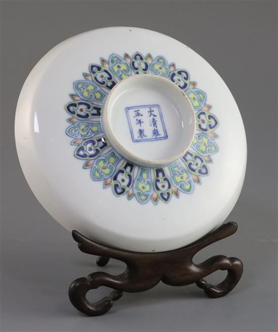 A Chinese doucai dish, Yongzheng square script mark, Qing dynasty or Republic period, D. 15.2cm